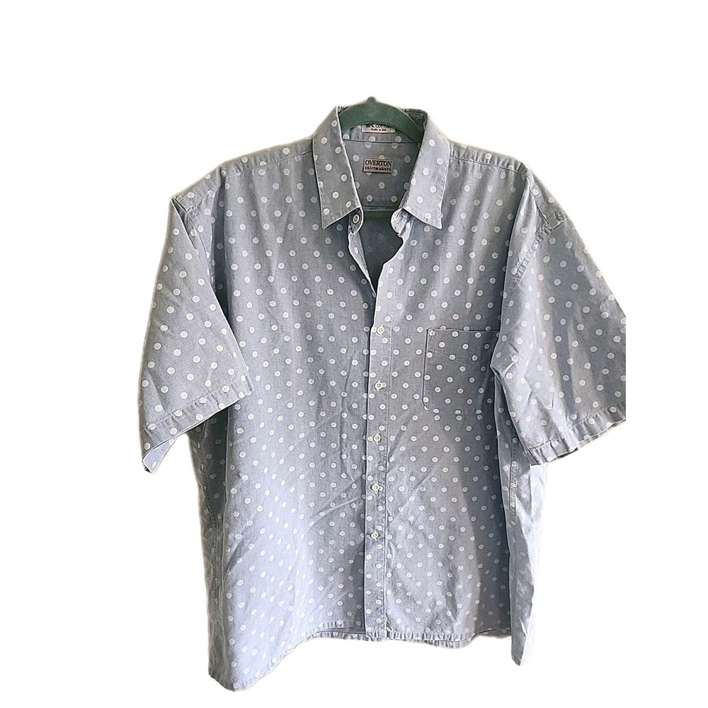 Men's Overton LT. Blue Short Sleeve Button Down Shirt. 100% Cotton. Size L EUC